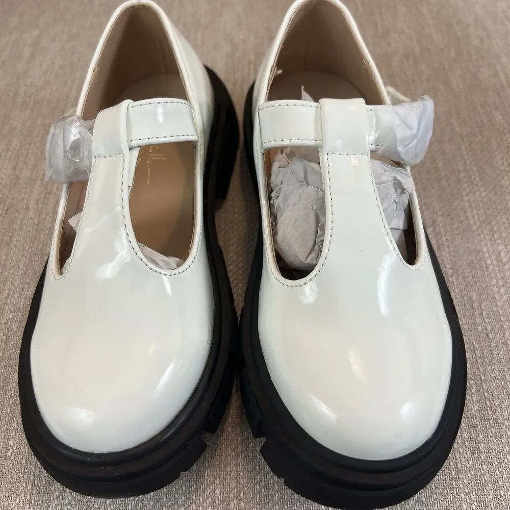 Nicole Miller White Mary Jane Chunky Lug sole coquette y2k tstrap academia sz 12